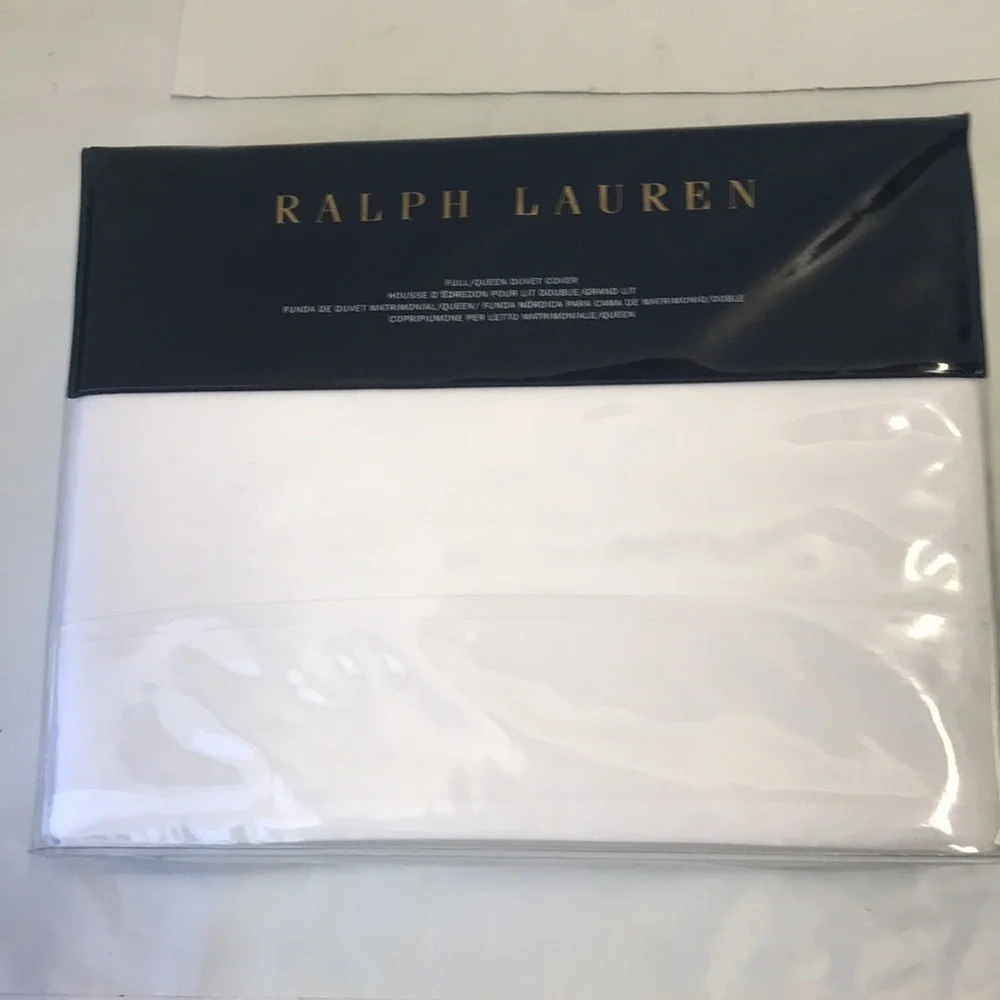 Ralph Lauren Palmer Percale Tuxedo White Full Queen Duvet Cover